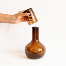 Load image into Gallery viewer, Handblown Round Glass Carafe with Lid - Chocolate