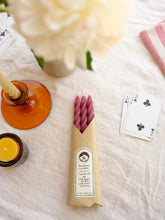 Load image into Gallery viewer, Plum Beeswax Spiral Taper Candles