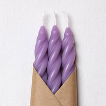 Load image into Gallery viewer, Lilac Beeswax Spiral Taper Candles