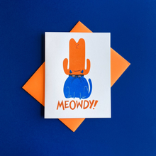 Load image into Gallery viewer, Meowdy Cat Risograph Card
