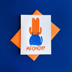 Meowdy Cat Risograph Card
