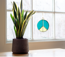 Load image into Gallery viewer, Glass Peace Sign Suncatcher: Treehugger
