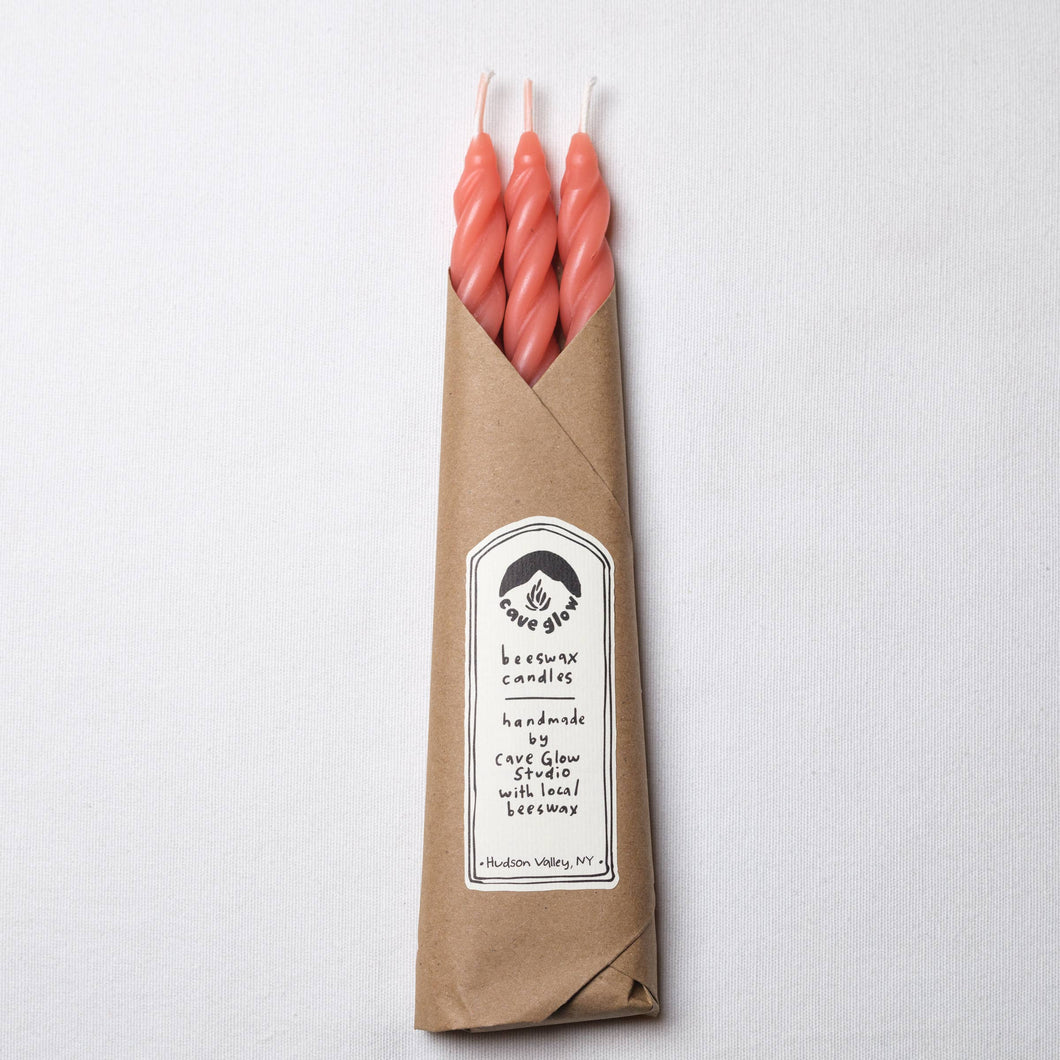 Peach Fuzz Beeswax Spiral Taper Candles