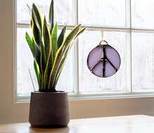 Load image into Gallery viewer, Glass Peace Sign Suncatcher: Purple Haze
