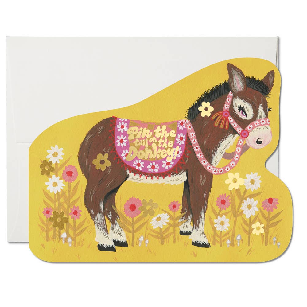 Pin the Tail Donkey Birthday Card