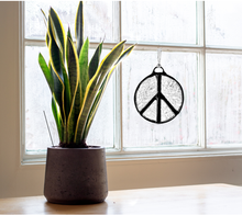 Load image into Gallery viewer, Glass Peace Sign Suncatcher: Treehugger
