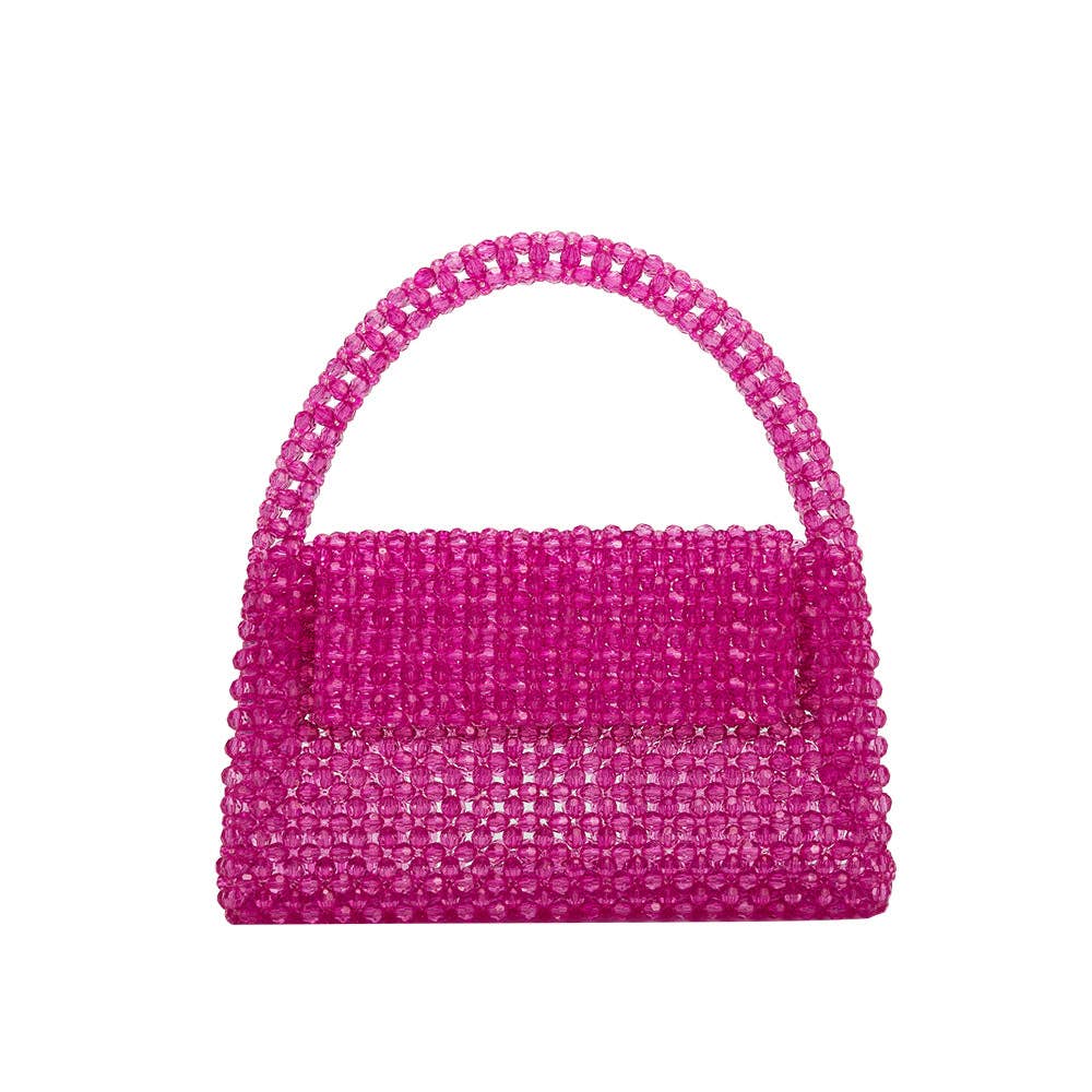 Sherry Small Beaded Top Handle Bag | Fuchsia