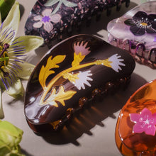 Load image into Gallery viewer, Women&#39;s Milk Thistle Hair Claw Dark Brown and Gold Acetate
