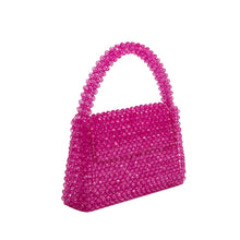 Load image into Gallery viewer, Sherry Small Beaded Top Handle Bag | Fuchsia
