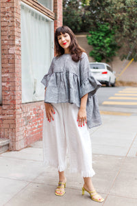 Mid Easy Linen Ruffle Pant