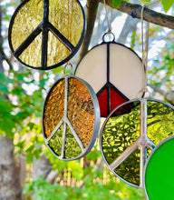 Load image into Gallery viewer, Glass Peace Sign Suncatcher: Treehugger
