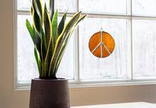 Load image into Gallery viewer, Glass Peace Sign Suncatcher: Treehugger

