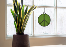 Load image into Gallery viewer, Glass Peace Sign Suncatcher: Treehugger
