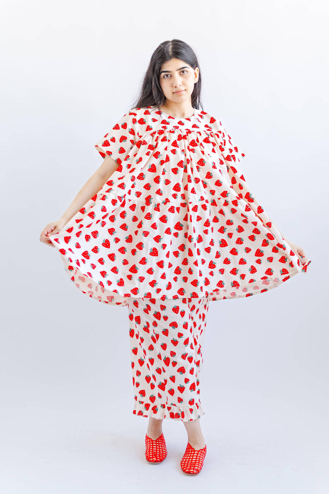 Strawberry Tiered Mini Dress