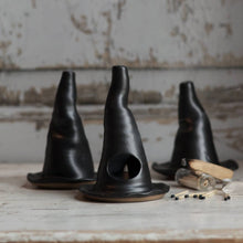 Load image into Gallery viewer, Witch Hat Incense Burner | Black Stoneware Handmade Ceramic
