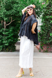 Mid Easy Linen Ruffle Pant