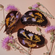 Load image into Gallery viewer, Women&#39;s Milk Thistle Hair Claw Dark Brown and Gold Acetate
