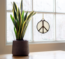 Load image into Gallery viewer, Glass Peace Sign Suncatcher: Purple Haze
