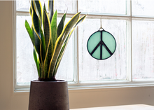 Load image into Gallery viewer, Glass Peace Sign Suncatcher: Treehugger
