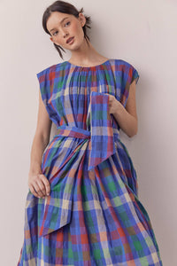 Harper Pleated Plaid Midi Dress