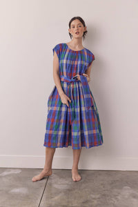 Harper Pleated Plaid Midi Dress