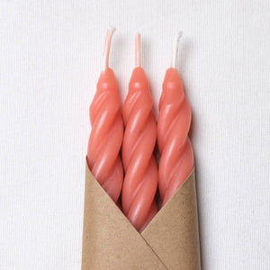 Peach Fuzz Beeswax Spiral Taper Candles