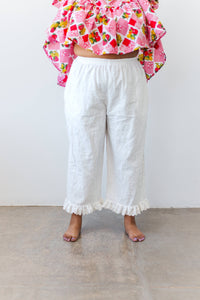 Mid Easy Linen Ruffle Pant