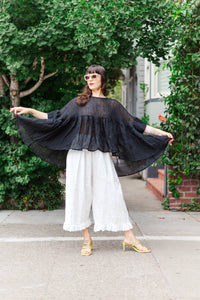 Mid Easy Linen Ruffle Pant