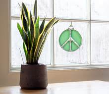 Load image into Gallery viewer, Glass Peace Sign Suncatcher: Purple Haze
