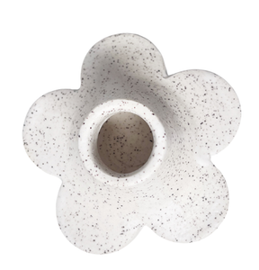 Daisy Taper Candle Holder | White Speckle