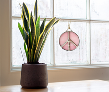 Load image into Gallery viewer, Glass Peace Sign Suncatcher: Treehugger
