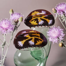 Load image into Gallery viewer, Women&#39;s Milk Thistle Hair Claw Dark Brown and Gold Acetate
