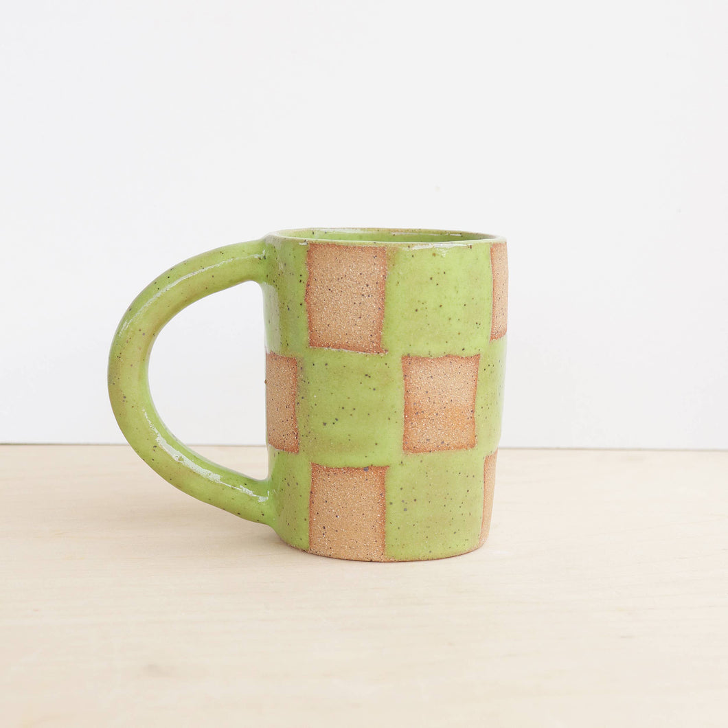 Checkerboard Ceramic Mug | Lime