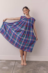 Harper Pleated Plaid Midi Dress