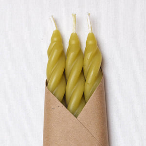 Chartreuse Beeswax Spiral Taper Candles