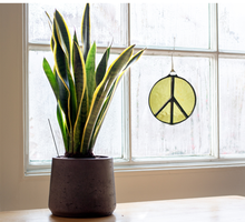 Load image into Gallery viewer, Glass Peace Sign Suncatcher: Purple Haze
