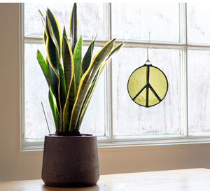 Glass Peace Sign Suncatcher: Purple Haze