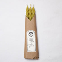 Load image into Gallery viewer, Chartreuse Beeswax Spiral Taper Candles
