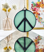 Load image into Gallery viewer, Glass Peace Sign Suncatcher: Treehugger
