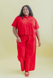 Mid Easy Cherry Linen Pant