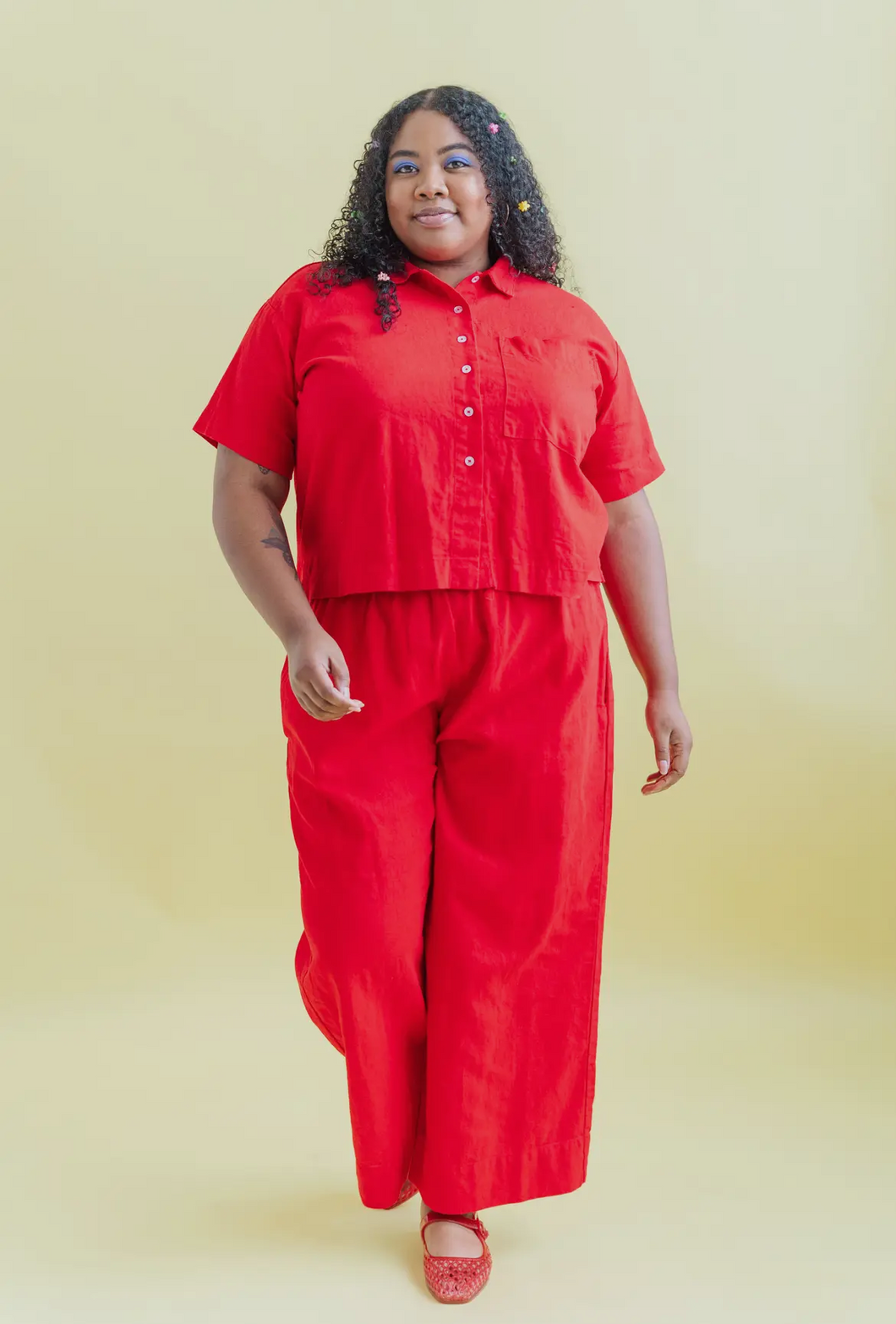 Mid Easy Cherry Linen Pant