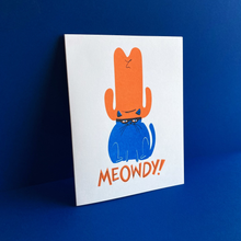 Load image into Gallery viewer, Meowdy Cat Risograph Card
