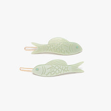 Load image into Gallery viewer, Jade Green Acetate Fish Women's Hair Clip Barrette Set
