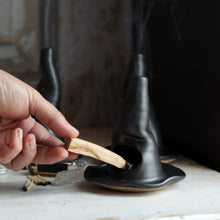 Load image into Gallery viewer, Witch Hat Incense Burner | Black Stoneware Handmade Ceramic
