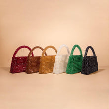 Load image into Gallery viewer, Sherry Small Beaded Top Handle Bag | Topaz
