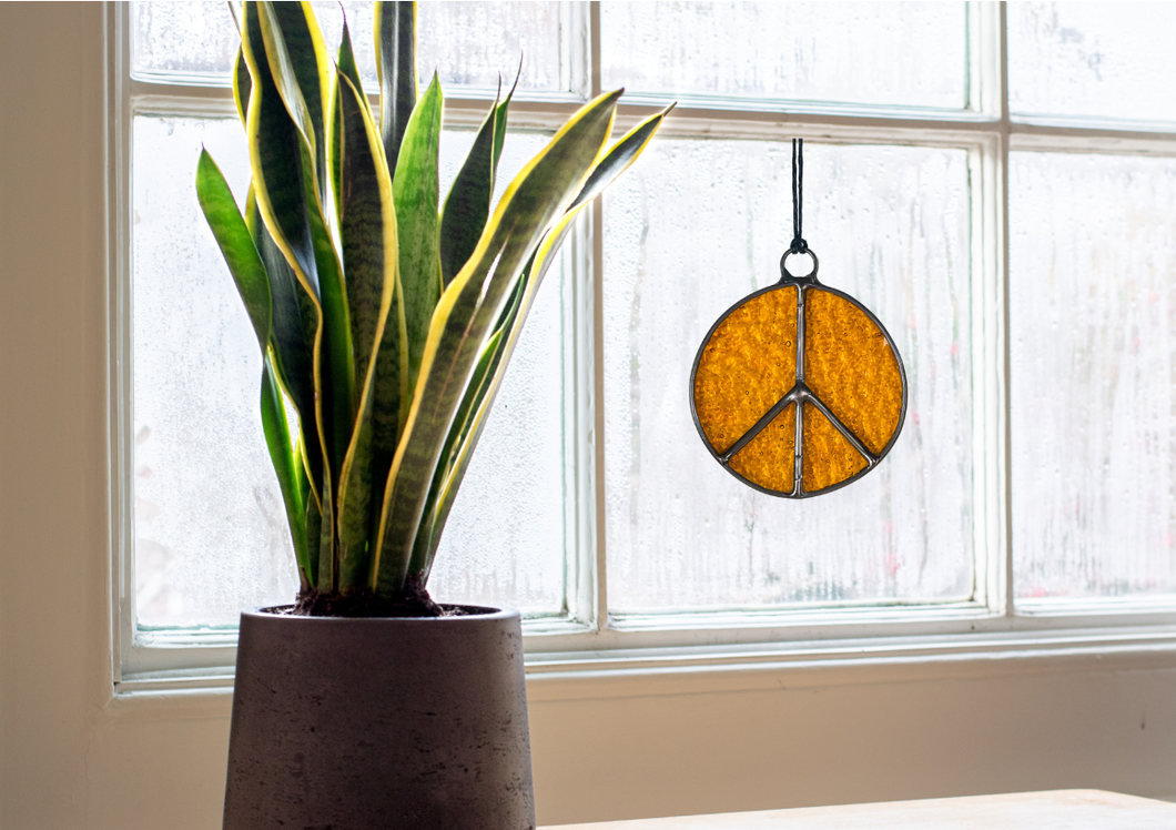 Glass Peace Sign Suncatcher: Tupelo Honey