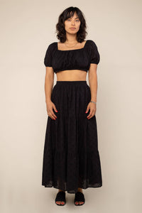 Cotton Eyelet Top | Black