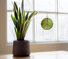Load image into Gallery viewer, Glass Peace Sign Suncatcher: Purple Haze
