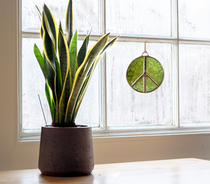 Glass Peace Sign Suncatcher: Purple Haze