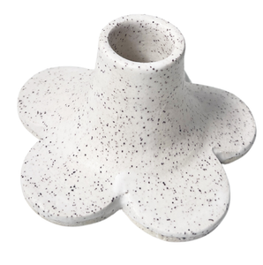 Daisy Taper Candle Holder | White Speckle